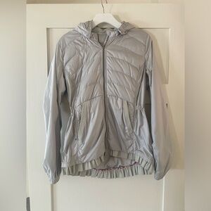 Lululemon Gray Light Puffer Coat with Ruffle Details Size 8